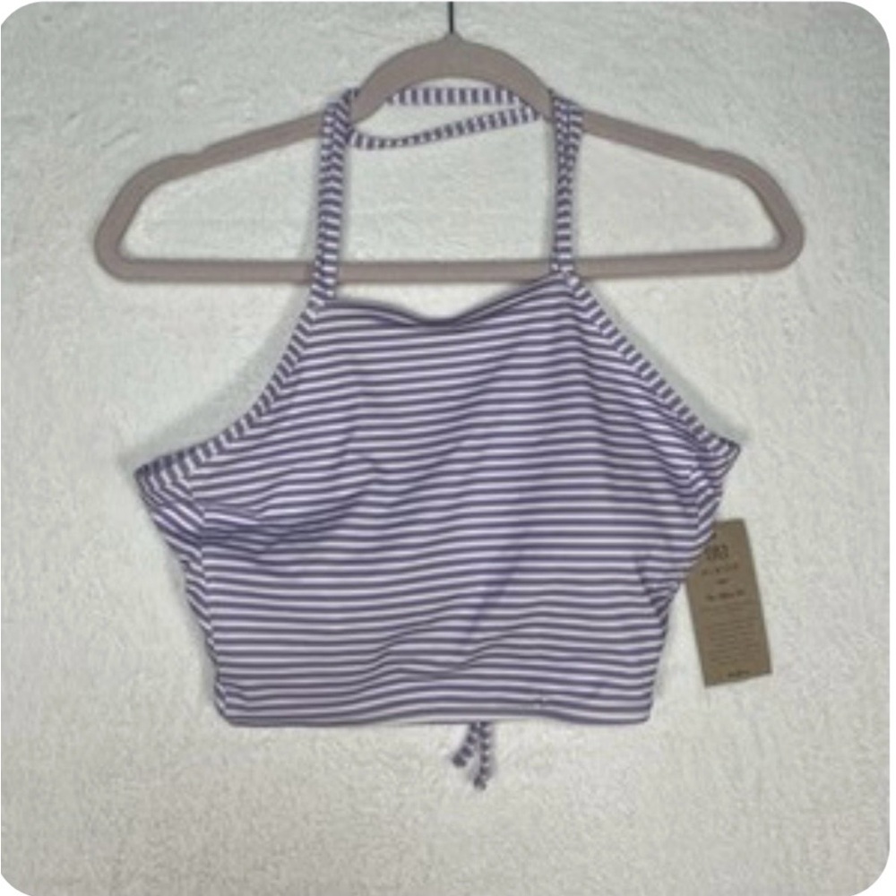 Striped Lavender Halter Crop Camisole - Women